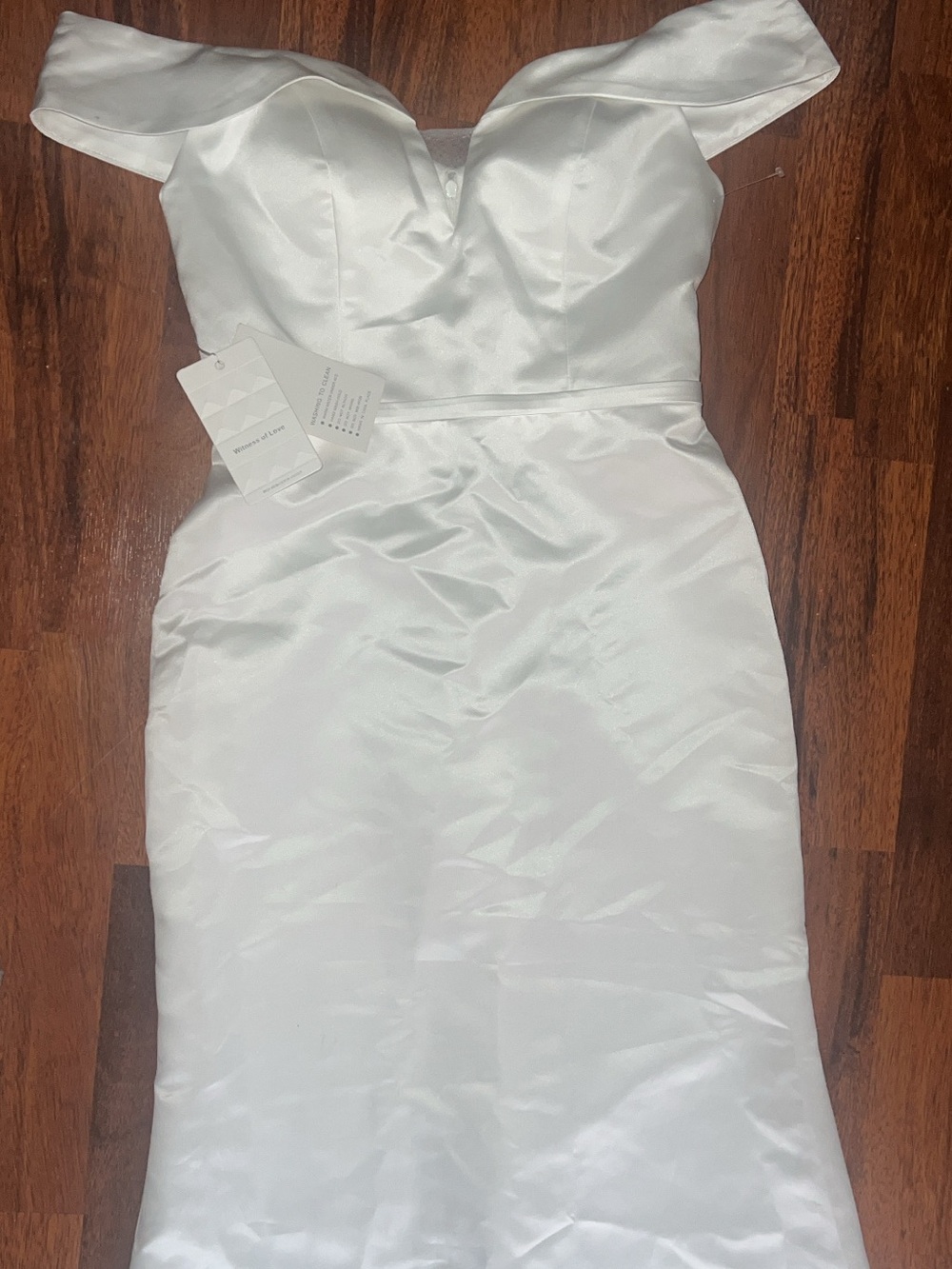 Elegant Off-Shoulder White Satin Dress